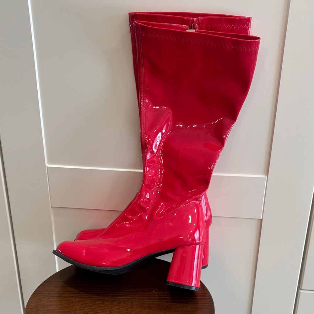 Ellie Red Patent Heeled Boots